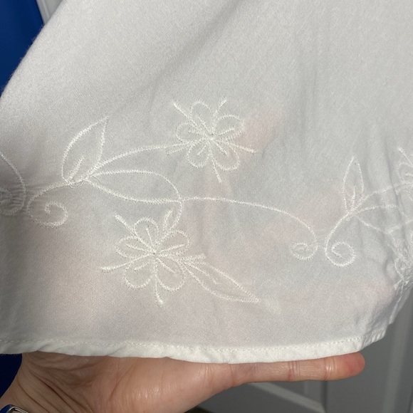 Blair Tunic Short Sleeve Embroidered Top, White, XL - Picture 4 of 6